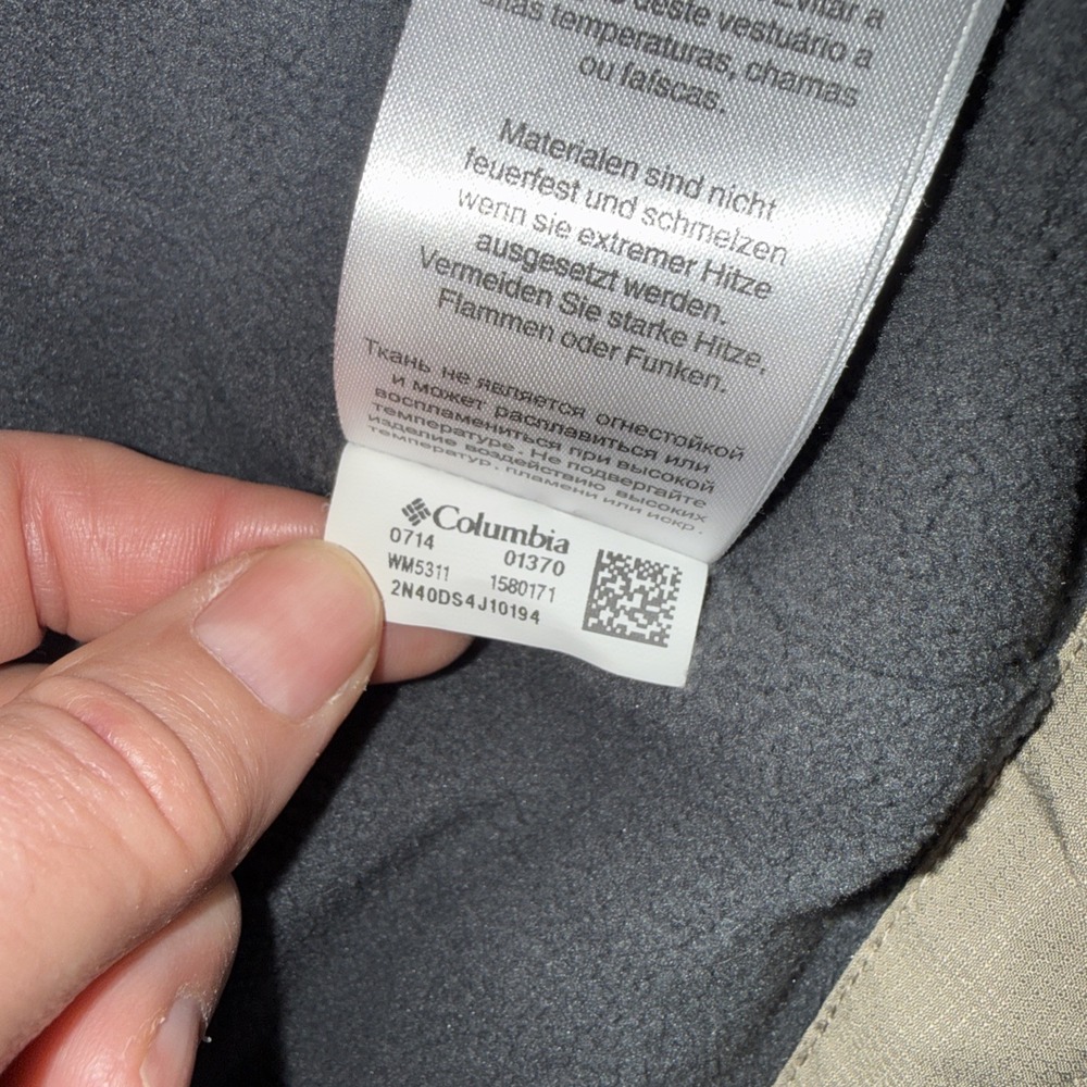 Columbia‎ Soft Shell Jacket Size Medium Tan Full Zip Fleece Lined Pockets - Picture 9 of 9